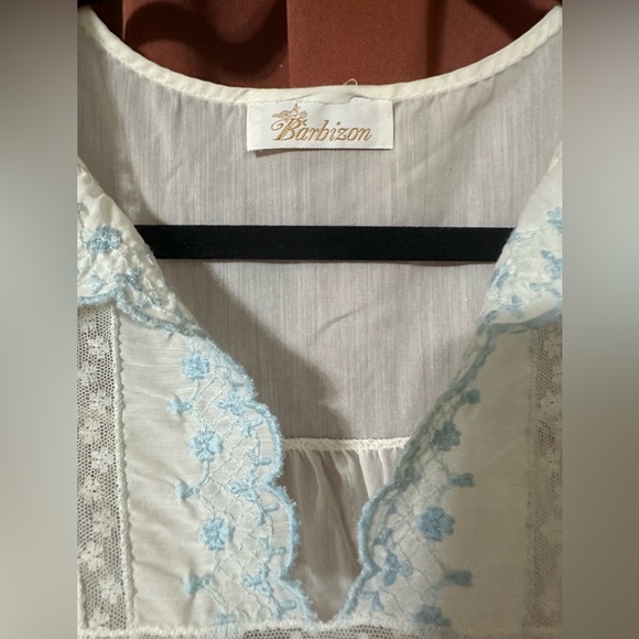 Vintage Barbizon Nightgown White with Blue Embroidery - Picture 6 of 9